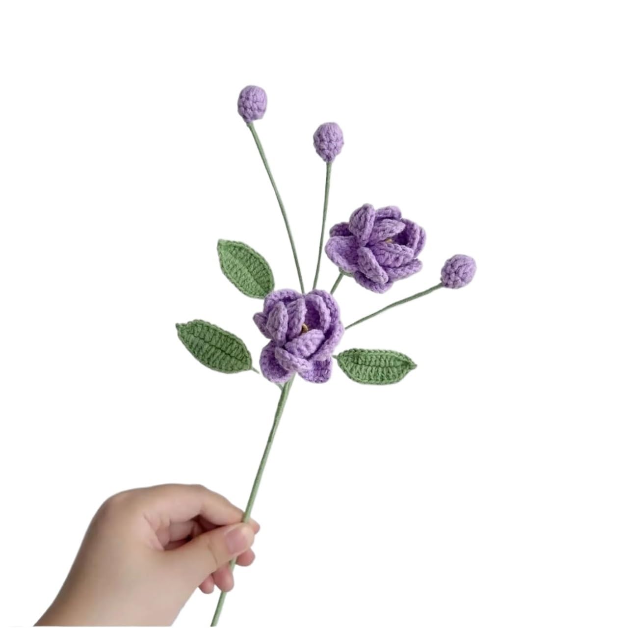 FCfpxwtz Artificial Crochet Flower, 2pcs Handcrafted Crochet Fake Floral Bouquet Multicolor For Weddings Home Decor(Color5)