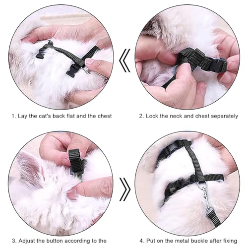 Katzengeschirr mit Leine,3pcs Katzenleine mit Geschirr,Katzenausbruchsicher,Katzengeschirr mit Leine Ausbruchsicher (Blau + Schwarz + Rot)