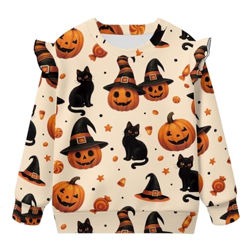 Girls Crewneck Sweatshirt Kids Sweatshirts Casual Toddler Pullover Sweatshirt with Ruffle Sleeves Long Sleeve Tops