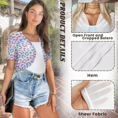 Image of Womens Short Sleeve Bolero Shrug Open Front Knit Cropped Cardigan Shoulder Cover for Dress Cute Casual Knit Cover Up