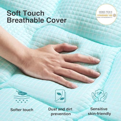 Image of Novilla Full Memory Foam Mattress Topper with Detachable Cool Cover, 2-in-1 Breathable Mattress Protector for 8-21 inch, Washable All-Season Support & Comfort Pad for Dorm, Guest Room, RV, Travel