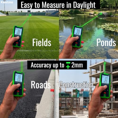 Image of Kwetmo Laser Measuring device-70 Mtr Outdoor, Green-Beam Dual Laser Distance Meter-Digital Distance Measurement Laser Machine, IP54 Waterproof Large LCD Backlit, Pythagorean Mode 70Mtr