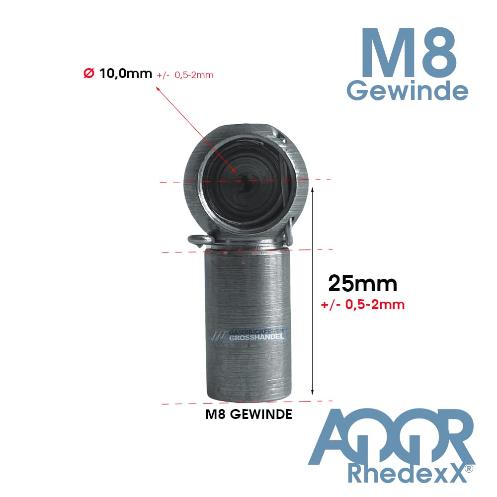 Vérin à Gaz 600 Mm / Course 250 Mm – 1000 N – Rotule M8 – RhedexX Pour Meubles Et Portes