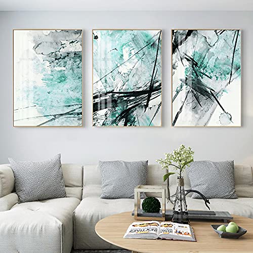 Affiche Splash Teal Encre Marbre Peinture Mur Art Impression sur Toile Moderne 50x70cm Sans Cadre