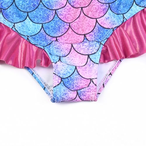 Image of CHILDRENSTAR Girls Metallic Bathing Suits Shiny Ruffles One Shoulder 2 Pieces Swimsuits Cute Bikini Set