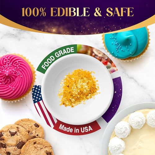 Image of Goldz Edible Star Glitter - Metallic Edible Stars for Cake Decorating, Cake Decorations, Gold Star Sprinkles for, Gold Flakes - Dessert Toppers for Cakes, Cupcakes, Flakes and Cookies, 5grams