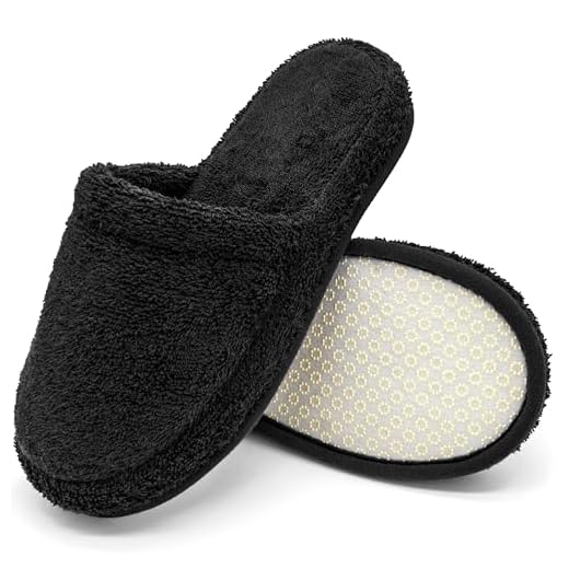 Zapatillas de baño de Rizo – Pantuflas de Invitados de algodón con Espuma viscoelástica, Antideslizantes, Lavables – para Hotel, SPA, Sauna – Negro, 38-42, BL-1