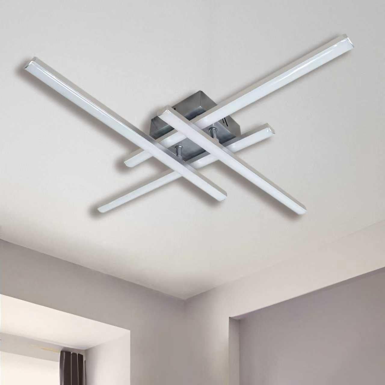 Sweier Ceiling Lights, 28W Silver Modern led Ceiling Light, 2800LM Cold White Light 6000K Ceiling lamp for Living Room Kitchen Bedroom Corridor
