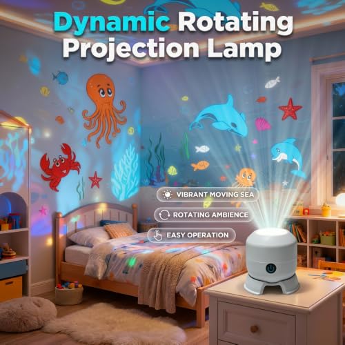 YAUNJI Dynamic Rotating LED Projector Light, 2026 New 360° Rotating Ocean Wave Night for Cozy Room Decor, Multi-Angle Projection Base Ceiling Projector Night Light for Adults Bedroom Home (AA) - Image 4