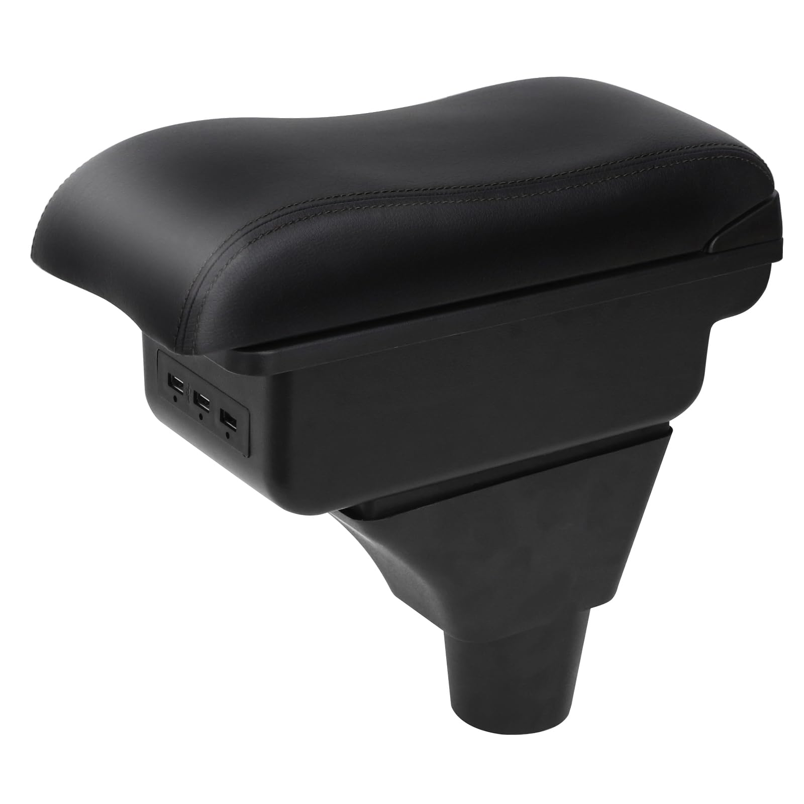 YJYWZH Ergonomico Bracciolo per Fiat Panda II con USB e USB-C | 2 Porte USB e 1 USB-C, Doppio vano portaoggetti, Bracciolo ergonomico scorrevole, Pelle PU, Base specifica per veicolo