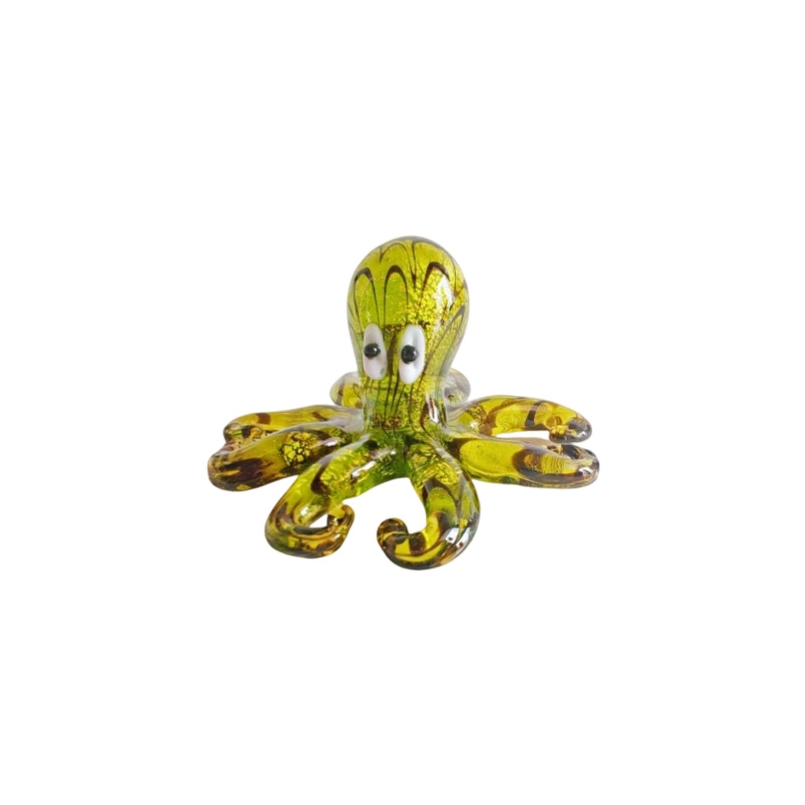 Peiiwdc Green Silver Foil Multicolor Octopuses Glass Miniature Figurine Home Desktop Decors Car Ornament Birthdays Valentines Day Colorful Octopuses Statue Desk Ornament