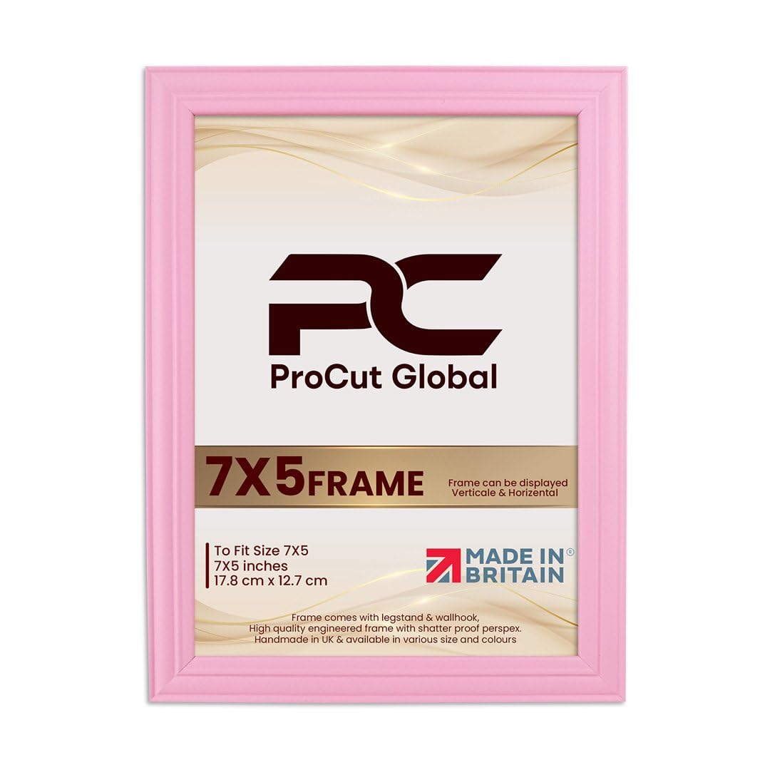Procut Global 7X5 Pastel Pink Picture Frames - Classic Wooden Photo Frame with Shatterproof Perspex for Wall or Tabletop - Perfect for Posters, Certificates & Prints - Sizes & Colors Available โ image 1