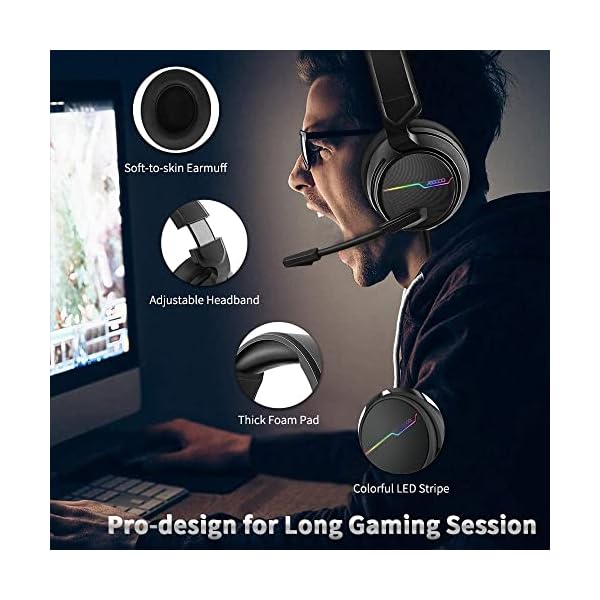 Jeecoo USB Gaming Headset für PC, USB Gaming Kopfhörer Mit Mikrofon 7.1 Surround Sound Headset for Gamers – Bild 7