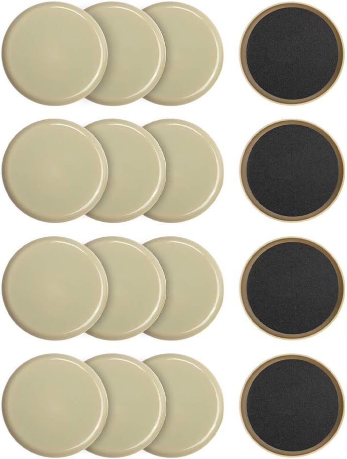 Moving Furniture Sliders - Carpet Sliders Pads,Furniture Flooring Coaster, Round Carpet Furniture Mover for Carpeted Surfaces, Reusable Pads for Moving Heavy Furniture (89mm)