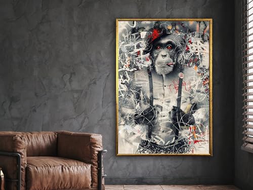 Tableau sur toile singe graffiti 60x80cm pour déco salon