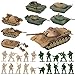 PROLOSO Military Army Playset 8 Take Apart Battle Tank Models and 20 Tiny Toy Soldiers