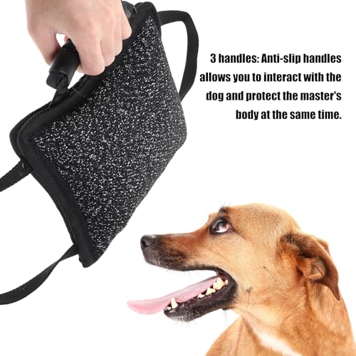 BESPORTBLE Hundebisskissen Aus Jute Widerstandsfähiges Beißkissen Für Hunde Mit Griffen Interaktives Training Spielzeug Für Welpen Und Hunde Für Zerr Tauziehen