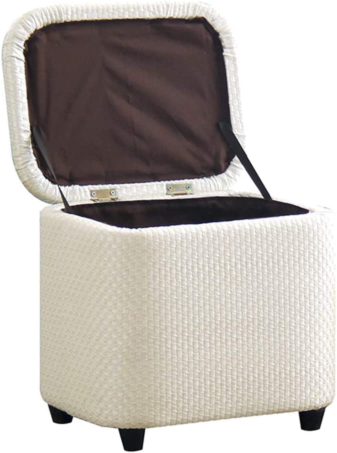 Pouf de rangement blanc de 40 cm idéal pour sublimer votre chambre