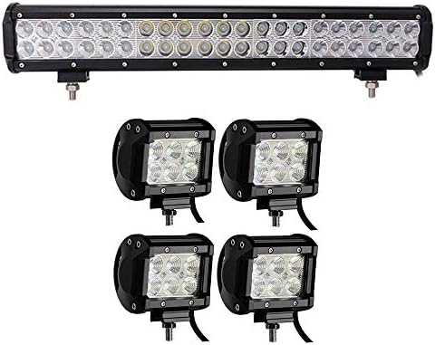 Lumitek 20inch 126W LED Light Bar Spot Flood Combo Light With 4PCS 18W Flood Led Light Pods for Pickup Jeep Trucks SUV UTV Tanks Van Camper ATV 4WD