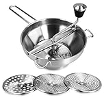Navaris Pasapures Acero Inoxidable - Pasapures Manual con 3x Discos Incluidos - Pasapure Profesional de Cocina Ø19 cm - Pasa Pures Cocina para Puré de Patatas Papillas Bebés