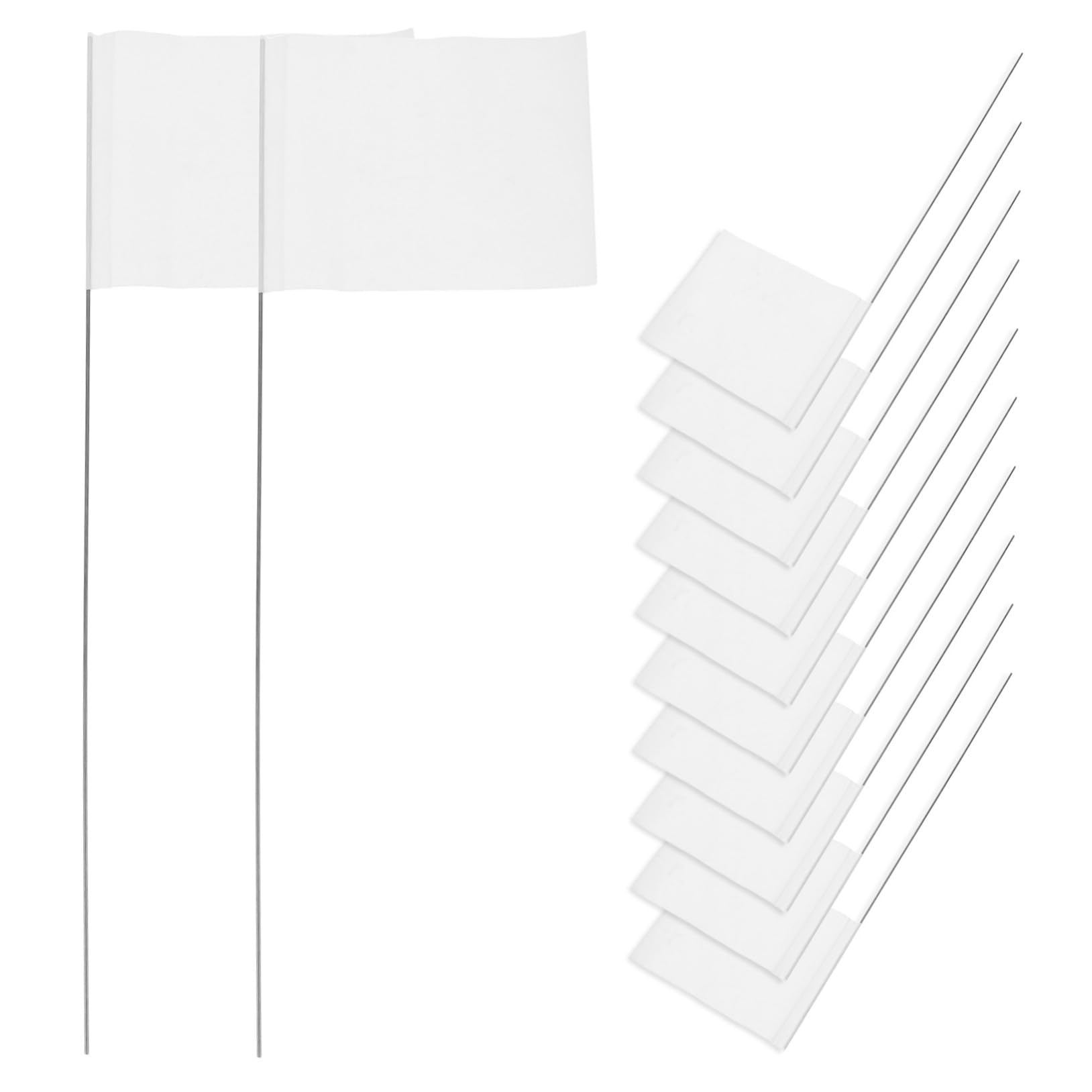 Drapeaux d'irrigation blancs en lot de 50 UPKOCH avec mât pour marquage de pelouse
