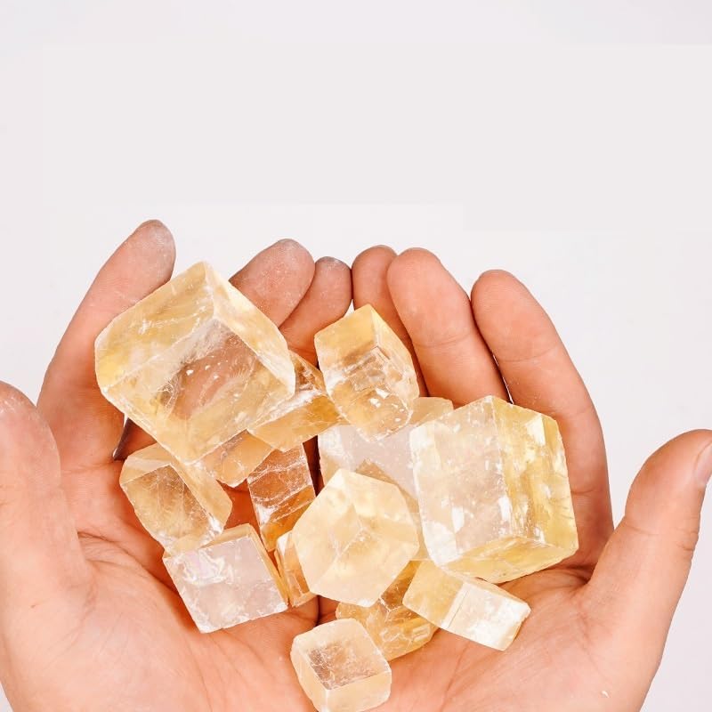 WHZHDMA Bulk Natural Crystal Rough Stone Natural Yellow Iceland Spar Crystal Rough Stone Ornaments Mineral Specimen Aromatherapy Diffuser Stone Rocks Stones and Crystals