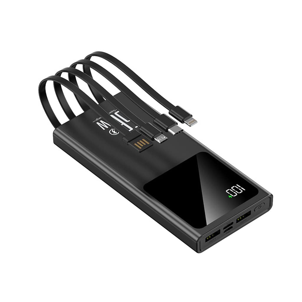 Power bank 10000 mAh carga rápida 66W con cables integrados color negro universal