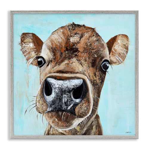 Close Up Cow Face Farmhouse, 24 x 24 Inch Framed Giclée Print