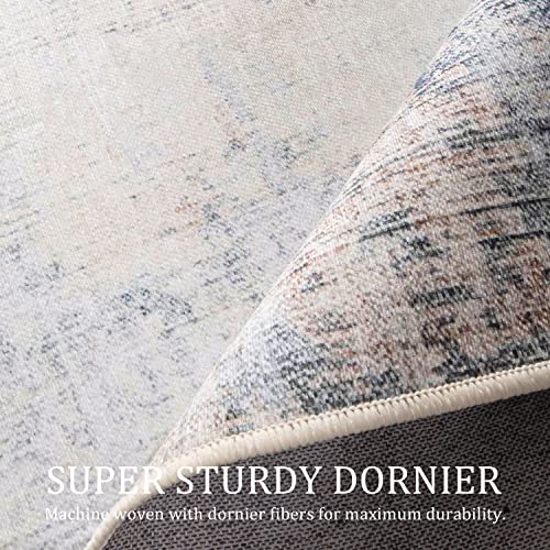 Yihouse 9×12 Feet Area Rugs Washable Rug Nonslip Vintage Distressed Rug Abstract Art Blue Small Rug For Living Room Bedroom Dining Room Office Low-Pile Floor Decoration Carpet #TOP1