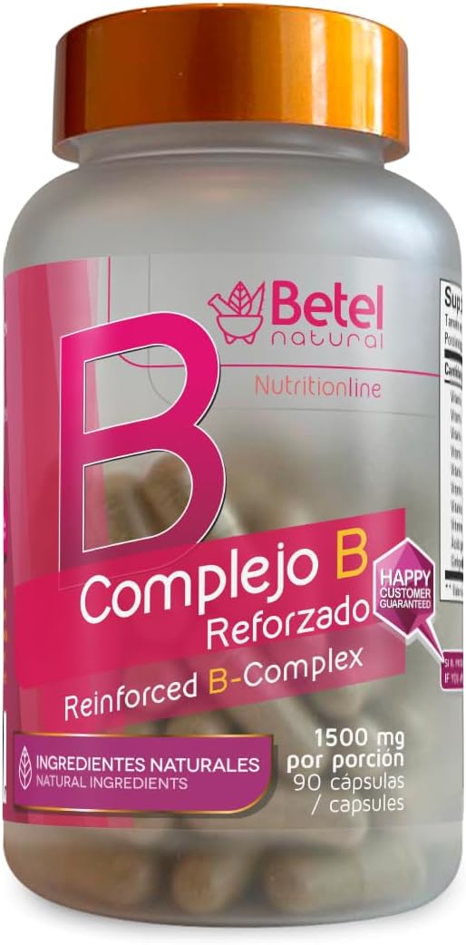 Betel Natural B Complex + (Complejo B +) with Ginkgo Biloba Capsules Full B Vitamin Spectrum - 90 Capsules