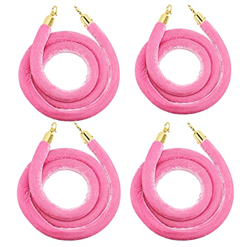 Corde de poteau en velours rose pour canaliser les files d'attente avec style