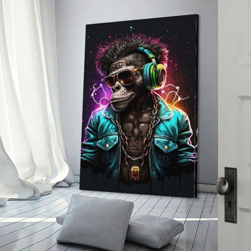 Tableau singe DJ en toile 3D pour réveiller la déco murale de votre salon