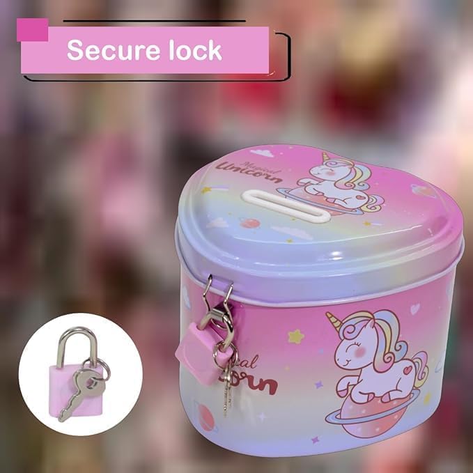 Image of Sajani Cute Cartoon Creative Portable Piggy Bank, Money Saving Box with Combination Lock, Mini Coin Bank Gifts for Boys and Girls, Best Return Gifts for Kids (Pack of 1) (Heart - Rocket)