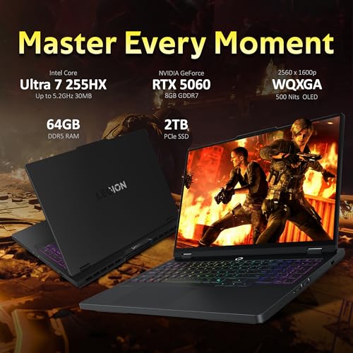 Legion Pro 5i 16" WQXGA OLED 165Hz Gaming Laptop, Intel Ultra 7 255HX, NVIDIA GeForce RTX 5060, 64GB DDR5, 2TB SSD, 24-Zone RGB Retroilluminato, Win 11, Nero, 1TB Docking Station Set - Notebook - Immagine 2