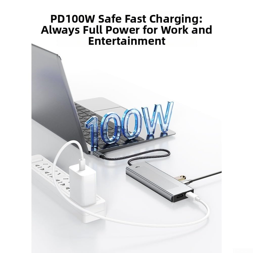 Hub USB C M.2 SSD Enclosure 10Gbps ad alta velocità trasferimento dati adattatore multiporta in alluminio con Ethernet per doppio display