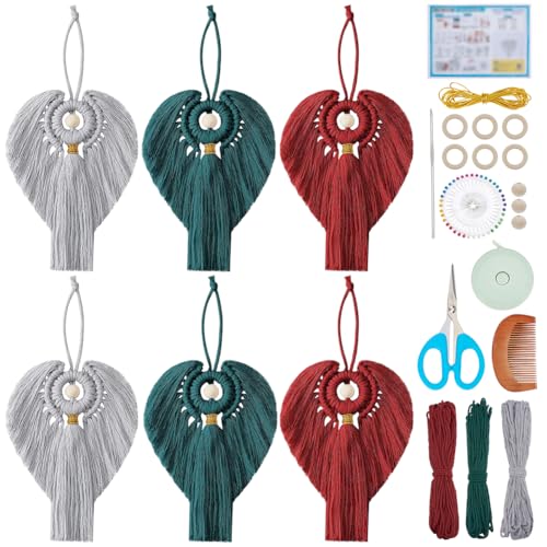 FREEBLOSS 6 Set DIY Macrame Angel Kit Macrame Angel Hanging
