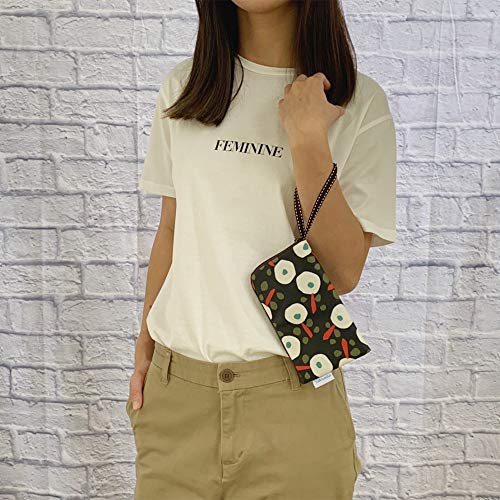 Image of Taianda Women Phone Wristlet Wallet Pouch, Dual Slots (Nordic Floral Black)