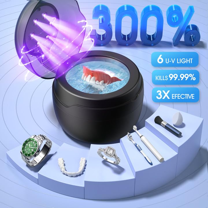 AI Ultrasonic Retainer Cleaner, 250ML Retainer Cleaner Machine for Dentures, Mouth Guards, Braces, Toothbrush Heads, Jewelry, Ring, 50kHz Digital ultrasonic Cleaner with 4 Modes - Image 5