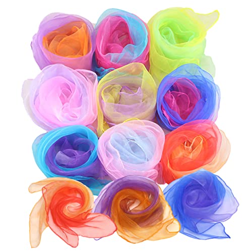 Didiseaon 60cm x 60cm Gradient Color Dance and Juggling Scarves Set 6-Piece Lightweight for Kids Performances Play Activities and Music Movement Random Color