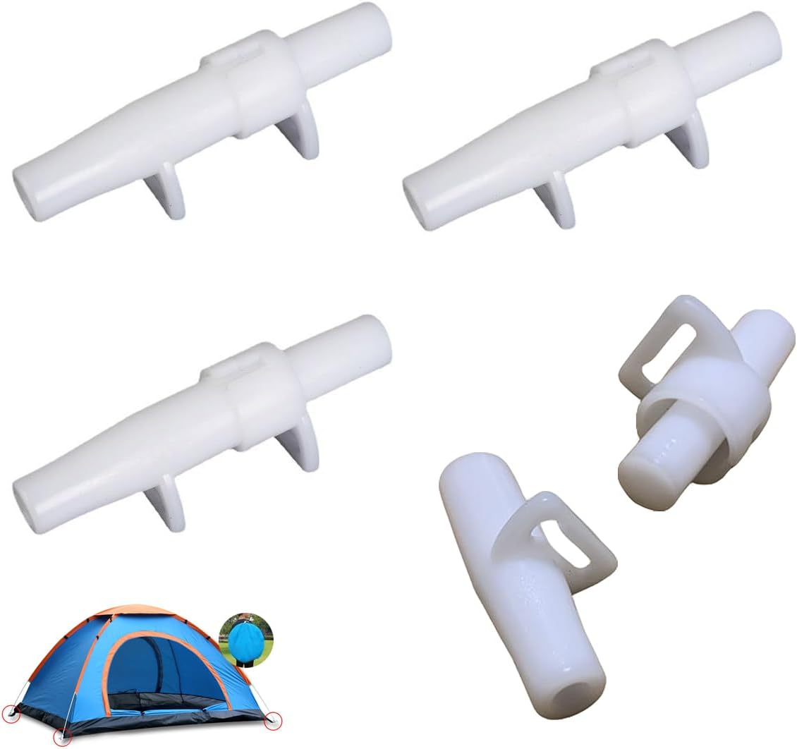 4 Set Pop-up Camping Tent Pole Joint Fittings Replacement 5mm Fiberglass Tent Poles Bracket Foot End Support Insert Connector for Easy Pop Up Tent Instant Automatic Setup Beach Tents