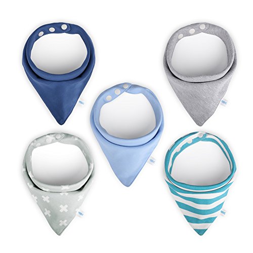 YISSVIC 5 Pcs Baberos para Bebes Bandanas Bebé Diseño Unisex 100% Algodón para Niño 0-3 Años