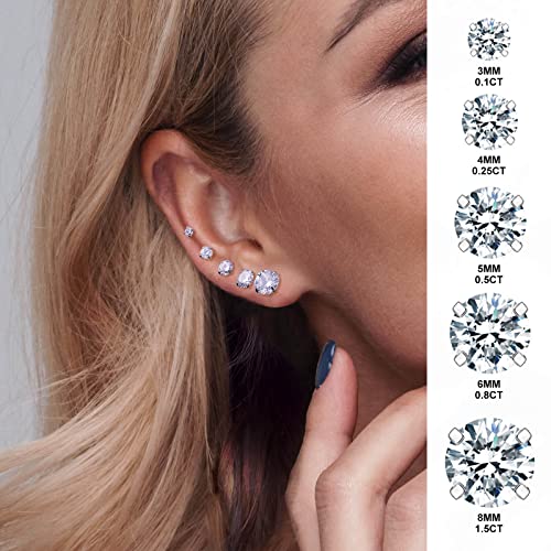 Cubic Zirconia Hypoallergenic Stud Earrings For Women Men Girls Statement Cartilage Fashion Surgical Steel Helix Earrings 5 Pairs #TOP1