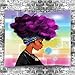 Unitendo African American Black Girl Colourful Print Wall Hanging Tapestries Indian Polyester Picnic Bedsheet Afro Wall Art Decor Hippie Tapestry, 80''X 60'' Purple Hair Afro Girl.