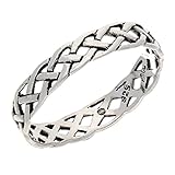 Narrow 4mm Neverending Celtic Knot Sterling Silver Pinky Band Ring Size 9(Sizes 3,4,5,6,7,8,9,10,11,12,13,14,15,16)