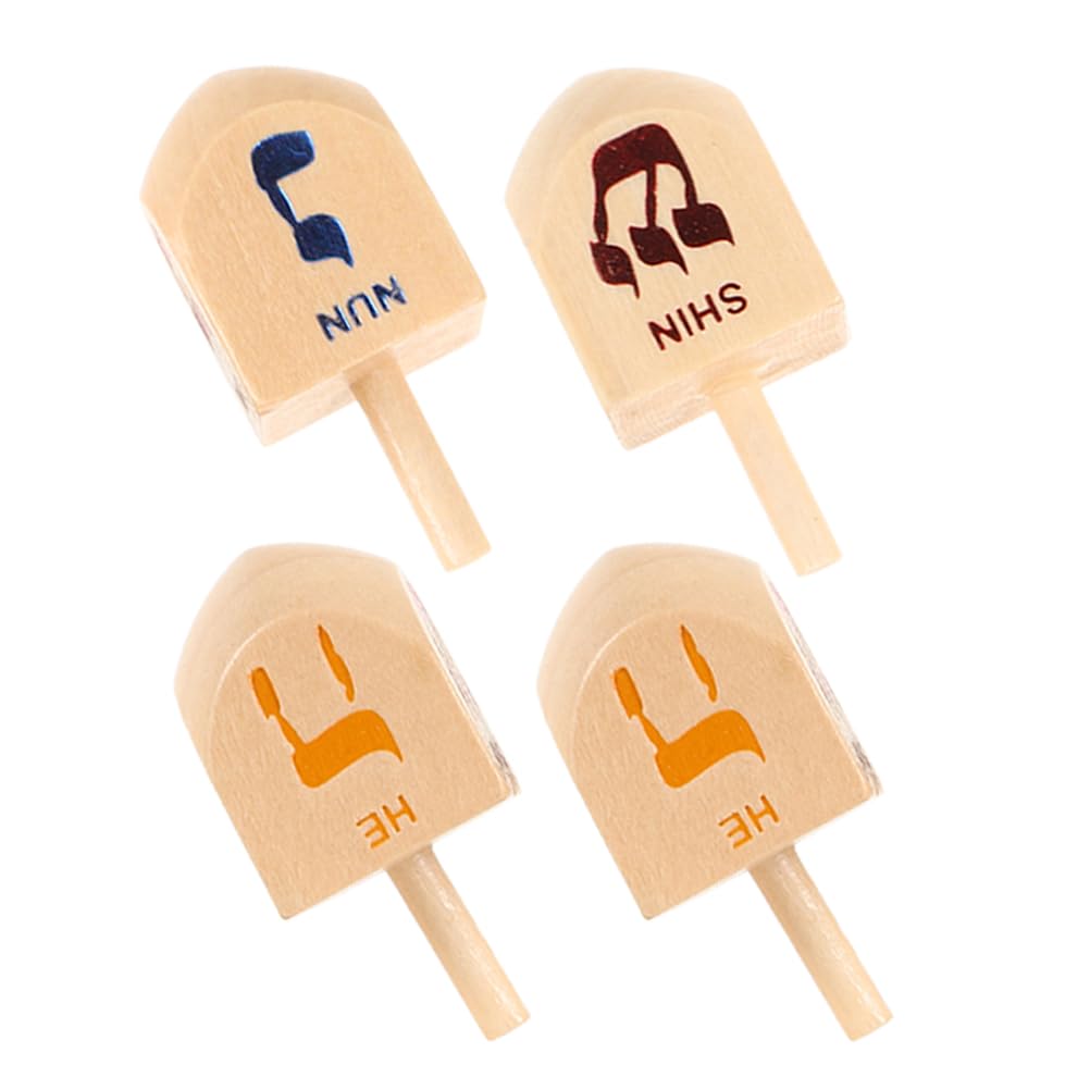 LOGOFUN 8 PCS Hanukkah Wooden Dreidel Hanukkah Wood Spinning Top with Hebrew Letters for Hanukkah Party DIY Projects Crafts