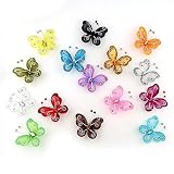 Tegg Butterfly Decoration 20PCS Glitter Rhinestone Organza Wire Butterflies Craft Table Scatter for