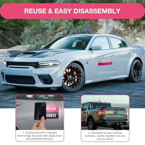 Image of 3PCS Student Driver Magnet for Car - Removable Student Driver Magnet, Novice Driver Safety Signs, Reusable Reflective Bumper Sticker for New Drivers, Teen & Learner Permit Accessories