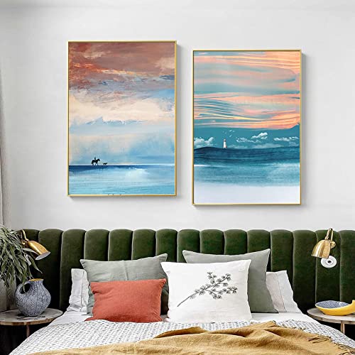 Art mural minimaliste paysage abstrait en affiche sur toile décoration moderne chambre 50x70cm