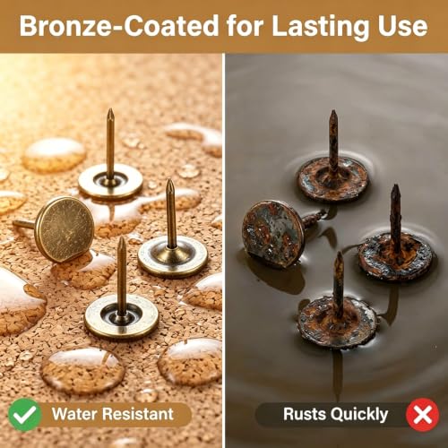 Tachuelas de bronce anticaída para tapicería muebles de madera y proyectos en pared 6