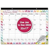CRANBURY Large 22x17 Desk Calendar 2026, Use January to Dec 2026 as Big Deskpad Calendar or Extra Large Hanging Wall Planner, Colorful Seasonal Designs, Includes Stickers